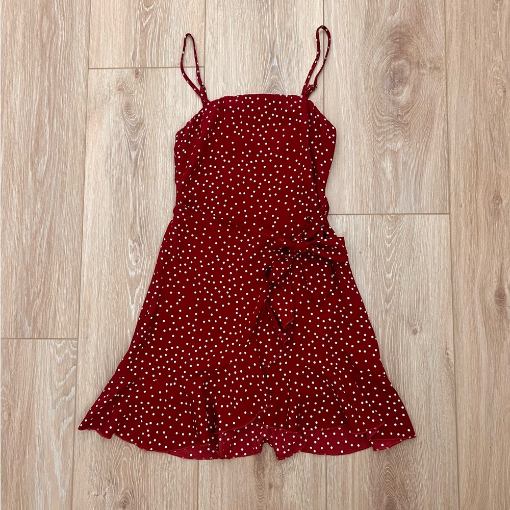 Red and White Wrap Dress